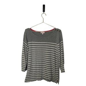 Molly & Isadora Knit Top Gray with White Stripes 2x